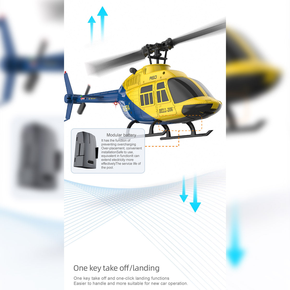 RC ERA A60 1/42 Scale Bell 206 90-Class 2.4G 4CH Single Rotor Flybarless Mini RC Helicopter - RAZORDON
