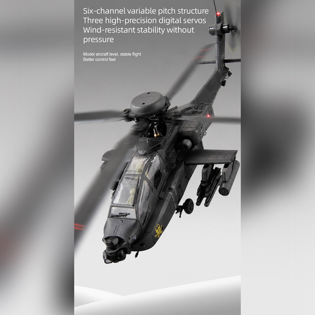 RC ERA C170 AH-64D Apache 1/48 Scale 6CH Flybarless RC Helicopter - RAZORDON