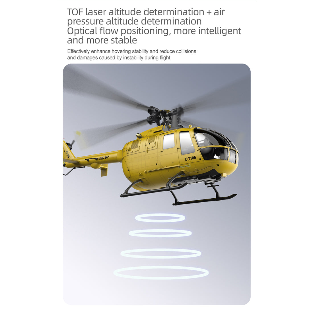 RC ERA C180 1/25 Scale RC Helicopter 2.4G 6CH Single Rotor Flybarless, Barometer + TOF LiDAR Altitude Hold, Optical Flow Positioning, One-Key Inverted Flight & Takeoff/Landing