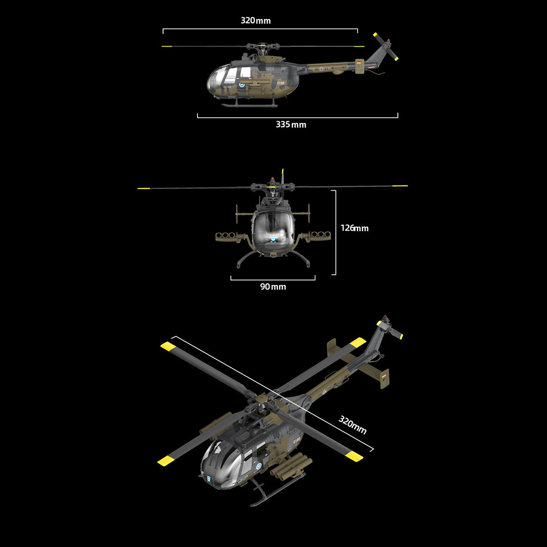 RC ERA C180 1/25 Scale RC Helicopter 2.4G 6CH Single Rotor Flybarless, Barometer + TOF LiDAR Altitude Hold, Optical Flow Positioning, One-Key Inverted Flight & Takeoff/Landing