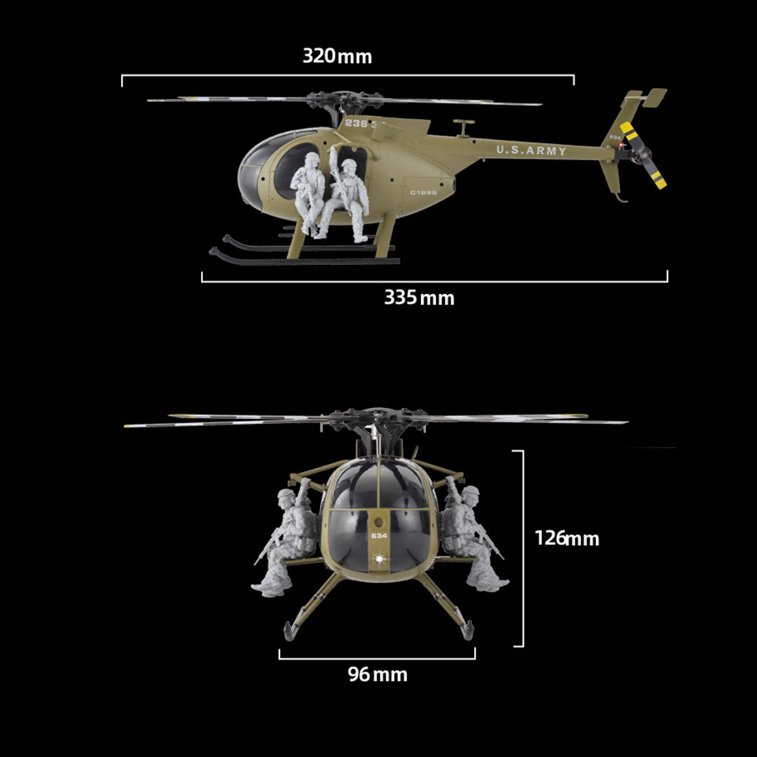 RC ERA C189S MD500 1/28 Scale 6CH RC Helicopter – Flybarless Military Helicopter with Optical Flow, Altitude Hold & Brushless Motors