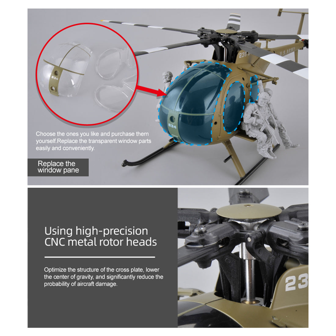 RC ERA C189S MD500 1/28 Scale 6CH RC Helicopter – Flybarless Military Helicopter with Optical Flow, Altitude Hold & Brushless Motors