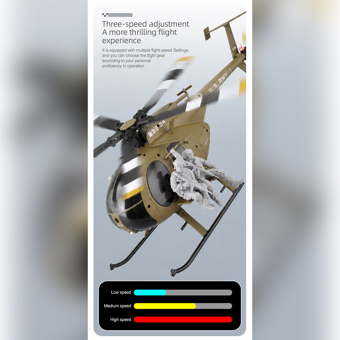 RC ERA C189S MD500 1/28 Scale 6CH RC Helicopter – Flybarless Military Helicopter with Optical Flow, Altitude Hold & Brushless Motors