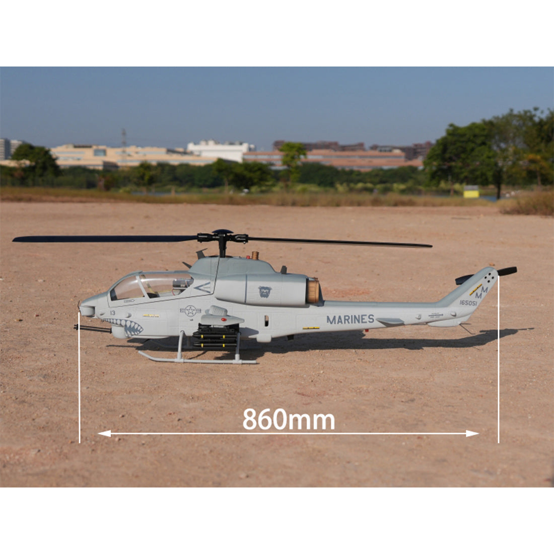 WOLFBUSH&ROBAN AH-1W Cobra 470-Class 2.4G 6CH Dual-Rotor RC Military Helicopter Model with GPS Positioning, Synchronized Turret & Left/Right-Hand Control RTF