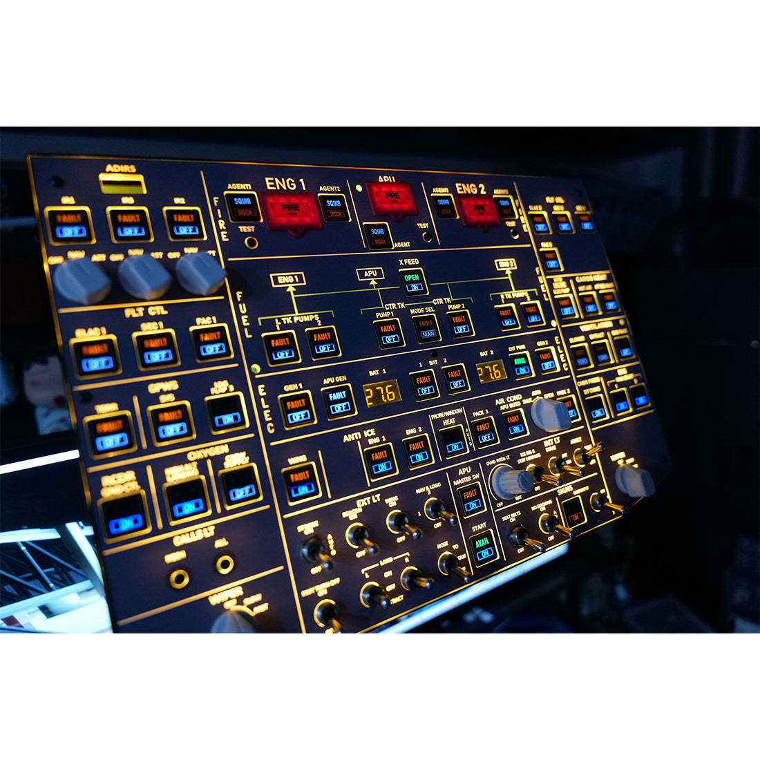 Rowsfire A107Pro A32X Light OVHD OVERHEAD Panel HOME COCKPIT for MSFS 2020/2024 (Backlit+Metal Housing+Tactile Switches Edition) - Compatible with FENIX A32X, FBW A32X - Windows Flight Sim Home Cockpit - RAZORDON