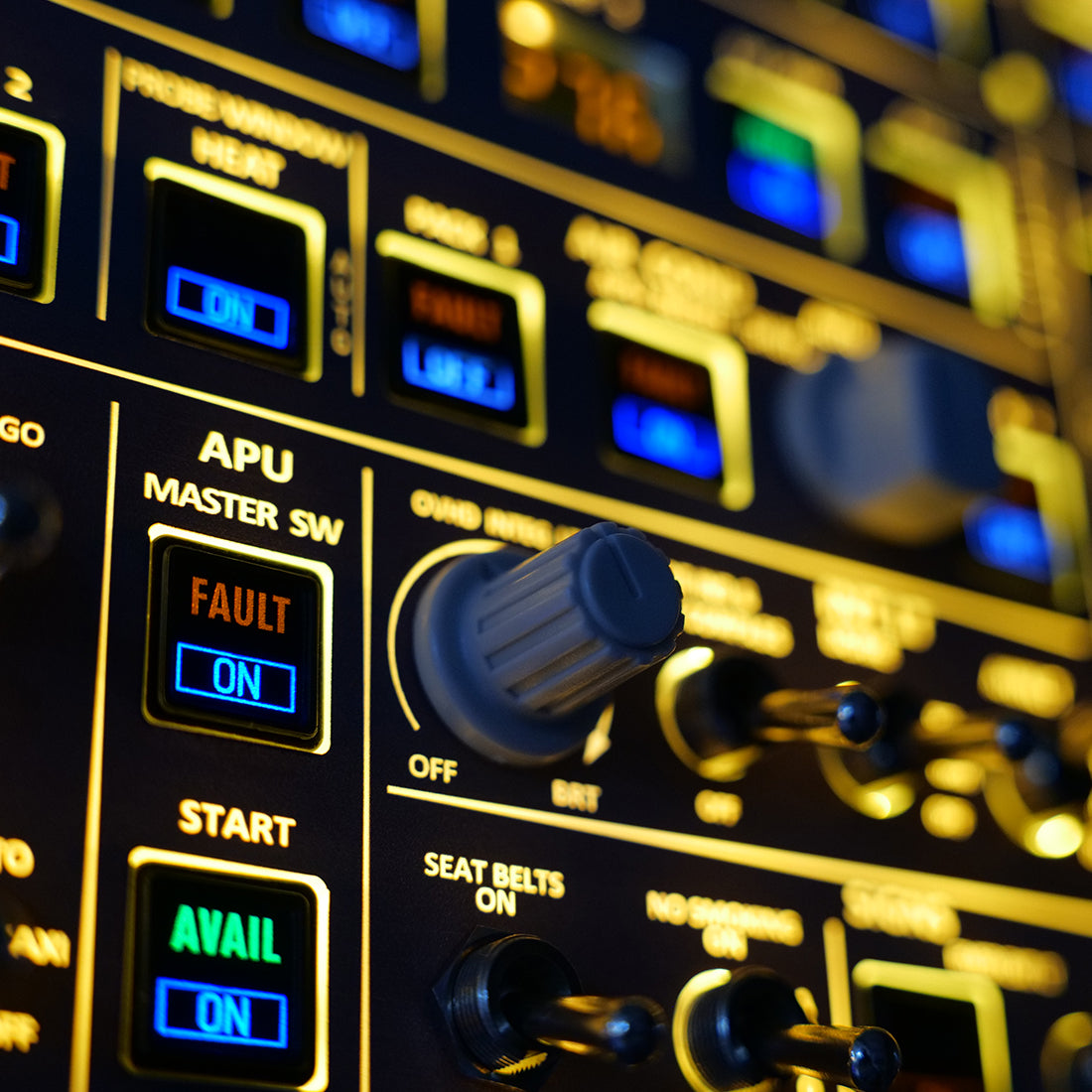 Rowsfire A107Pro A32X Light OVHD OVERHEAD Panel HOME COCKPIT for MSFS 2020/2024 (Backlit+Metal Housing+Tactile Switches Edition) - Compatible with FENIX A32X, FBW A32X - Windows Flight Sim Home Cockpit - RAZORDON