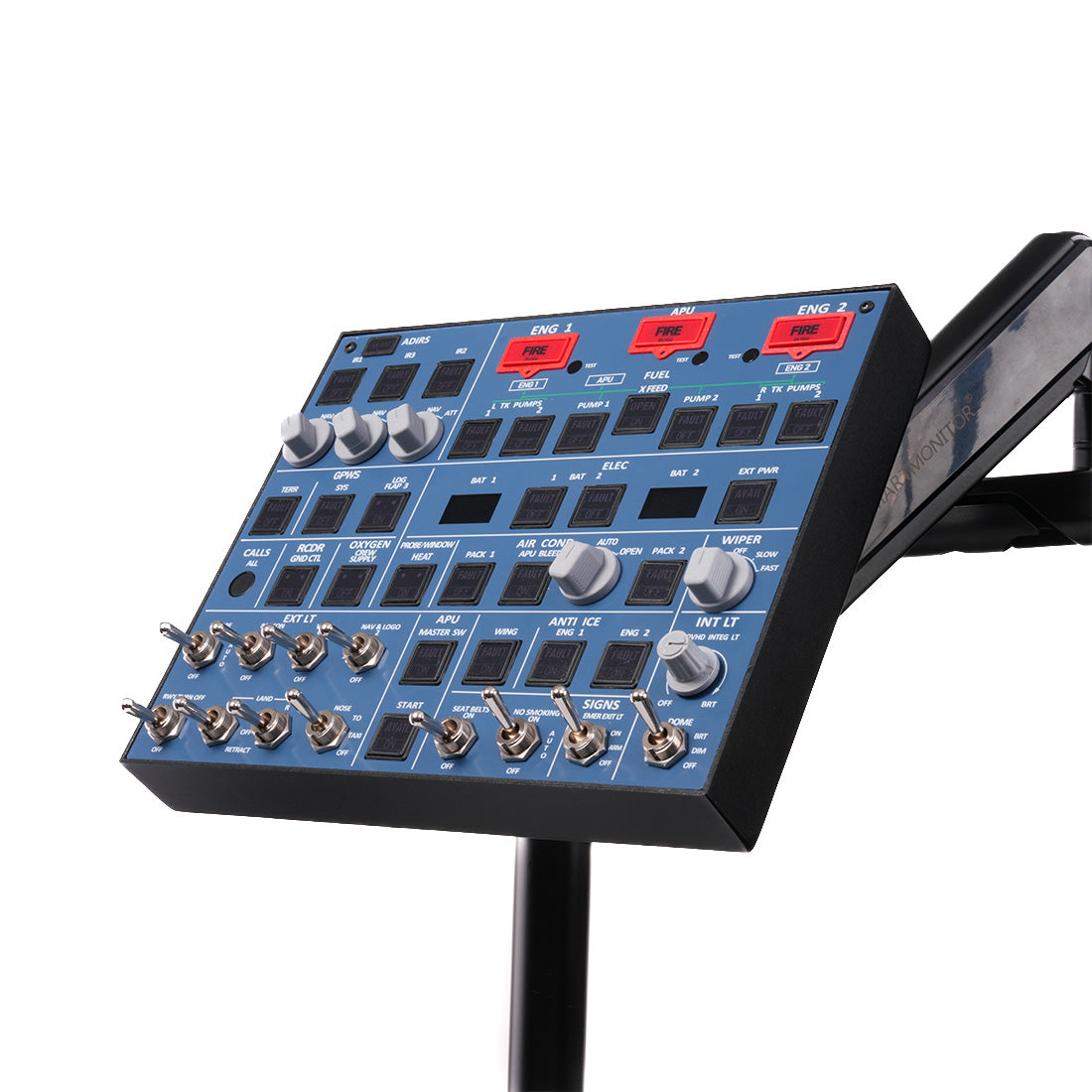 Rowsfire A107 V3.1 A32X MAX Light OVHD OVERHEAD Panel for MSFS 2020/2024 (Backlit+Metal Housing+Tactile Switches Edition) - Compatible with FENIX A32X, FBW A32X - Windows Flight Sim Home Cockpit