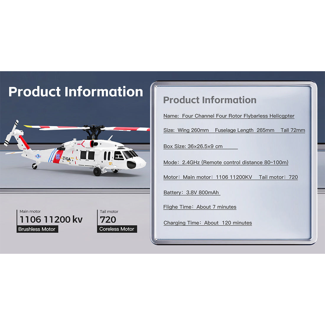 WLTOYS K270 UH-60L 2.4G 4CH 170-Class 4-Rotor Flybarless Realistic Helicopter Model with Barometric Altitude & Left/Right Hand Throttle Adjustment (Optical Flow RTF Version)