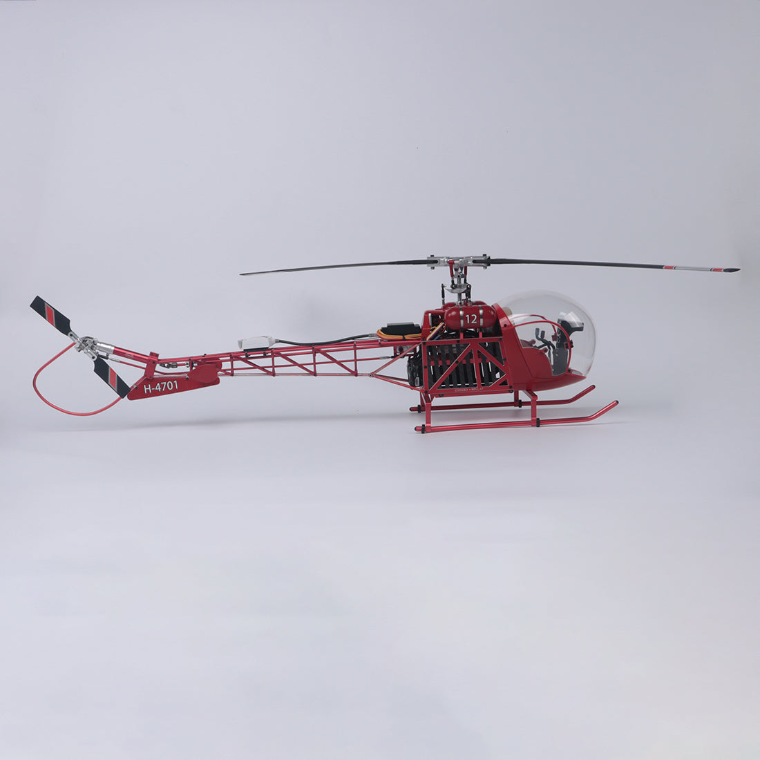 WOLFBUSH BELL-47 450-Class Scale RC Helicopter – Brushless DFC, Metal Shaft Drive, H1pro Flight Controller, Openable Cockpit, RTF