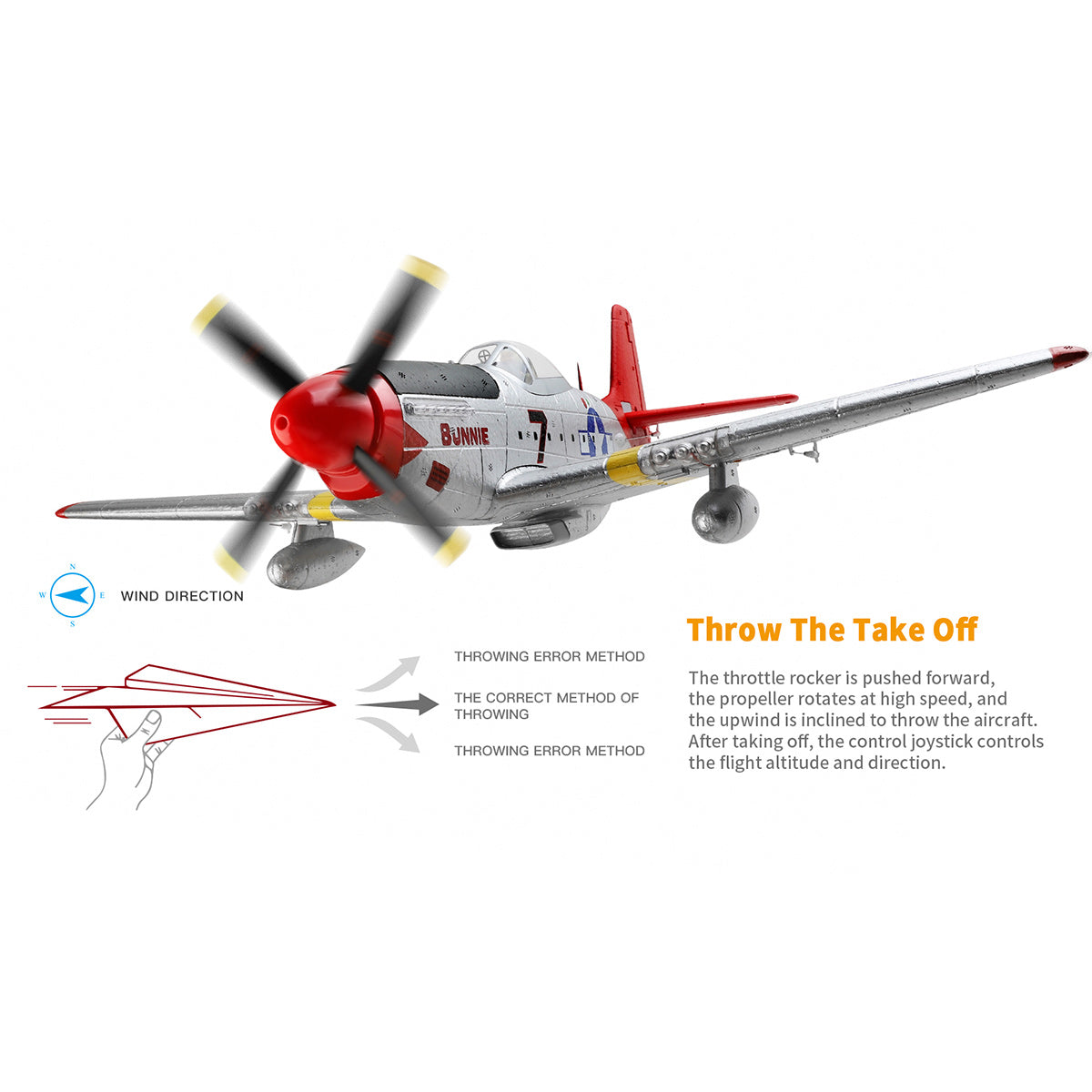 XK A280 P-51 3D/6G 2.4G 4CH Brushless Scale RC Airplane Model - RAZORDON