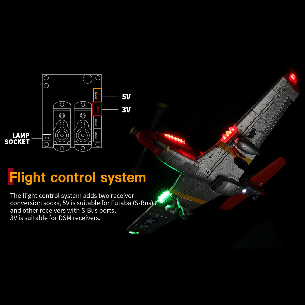 XK A280 P-51 3D/6G 2.4G 4CH Brushless Scale RC Airplane Model - RAZORDON