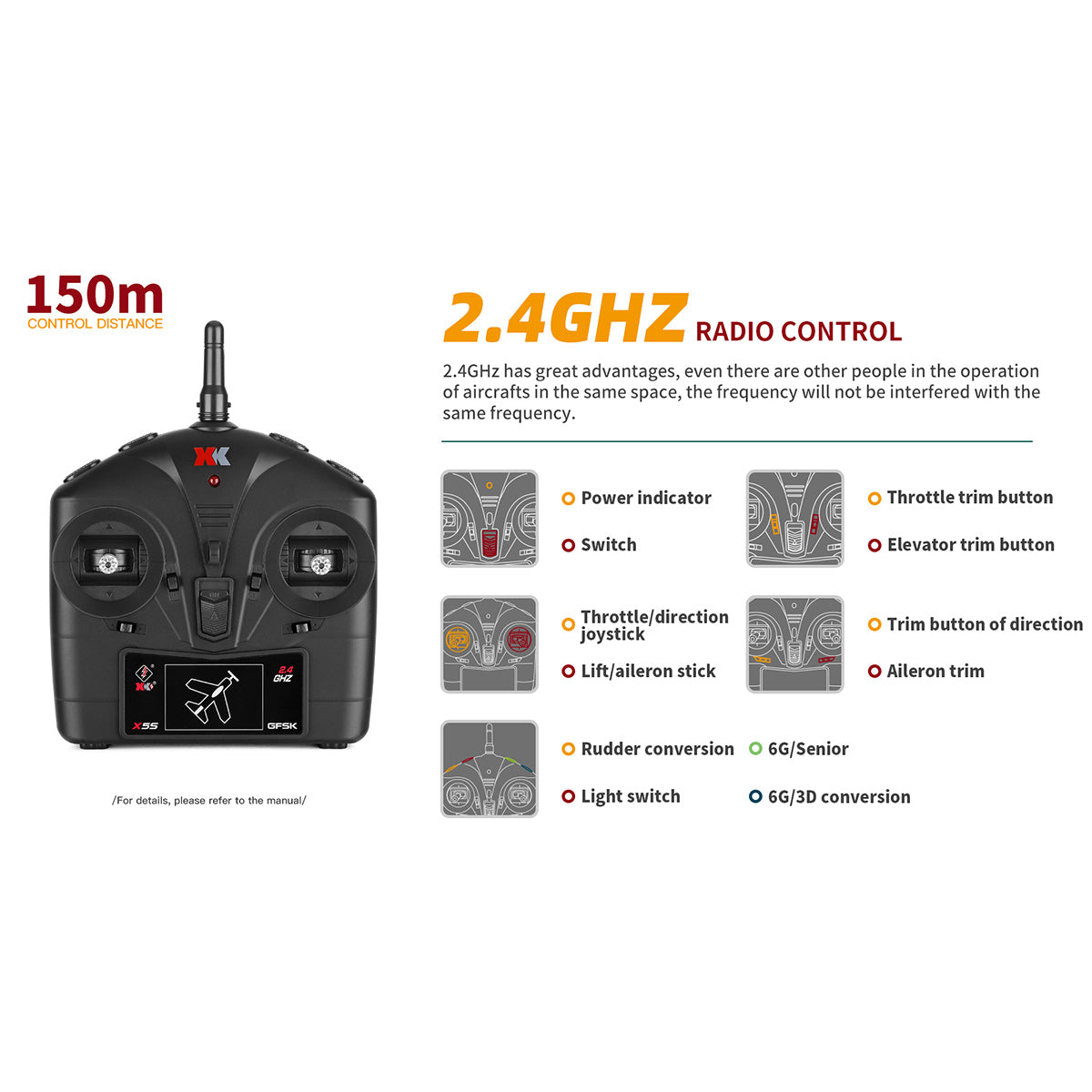 XK A280 P-51 3D/6G 2.4G 4CH Brushless Scale RC Airplane Model - RAZORDON