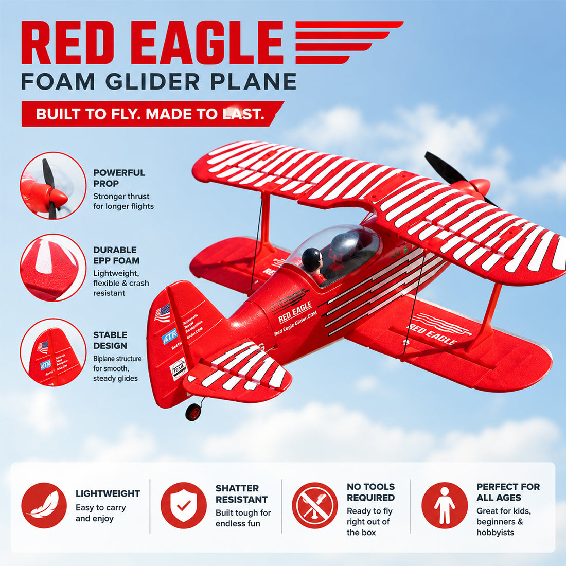 XK A310 Beech D17S RC Fixed-Wing Aircraft 2.4GHz 4CH EPP Scale Biplane – RAZORDON
