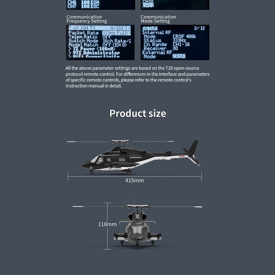 YUXIANG F02S 1/34 Airwolf RC Helicopter - RAZORDON