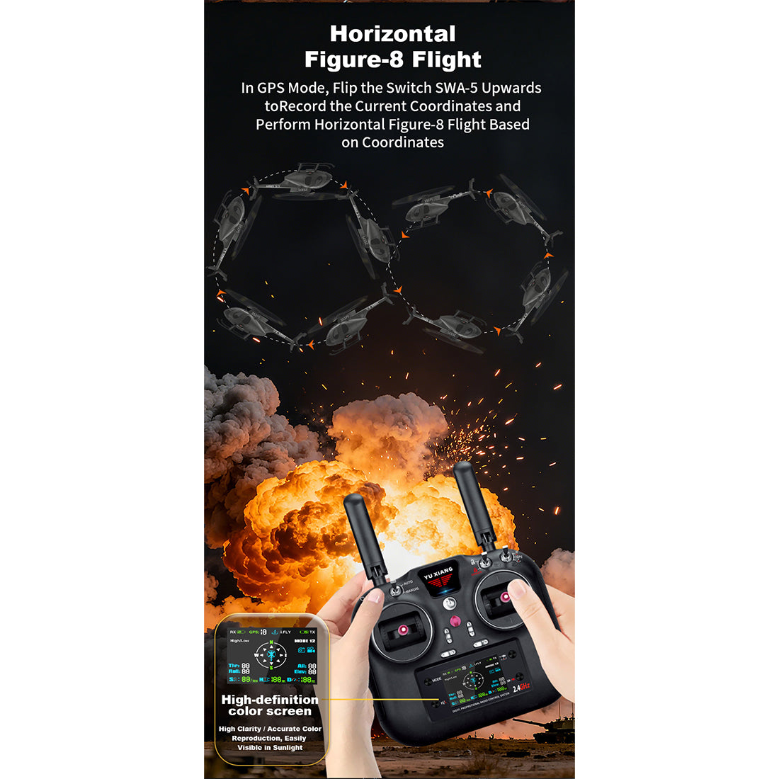 YU XIANG F119S MD500 1/16 Scale 250-Class 2.4G 9CH RC Little Bird Military Helicopter Model with Flybarless Rotor Head, 6G/3D Switchable Modes & Openable Cockpit (RTF Version)