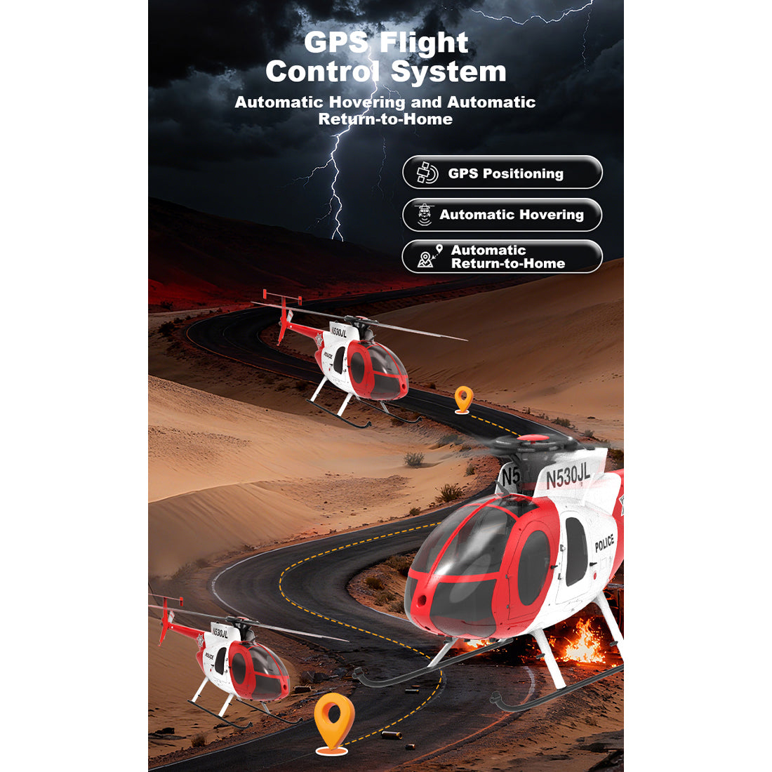 YU XIANG F119S MD500 1/16 Scale 250-Class 2.4G 9CH RC Little Bird Military Helicopter Model with Flybarless Rotor Head, 6G/3D Switchable Modes & Openable Cockpit (RTF Version)