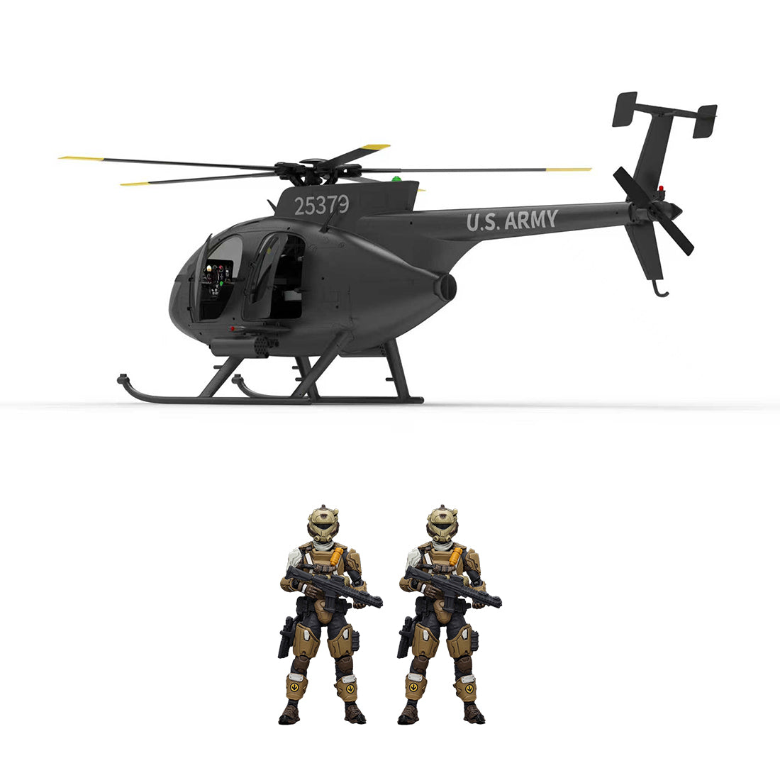 YU XIANG F119S MD500 1/16 Scale 250-Class 2.4G 9CH RC Little Bird Military Helicopter Model with Flybarless Rotor Head, 6G/3D Switchable Modes & Openable Cockpit (RTF Version)