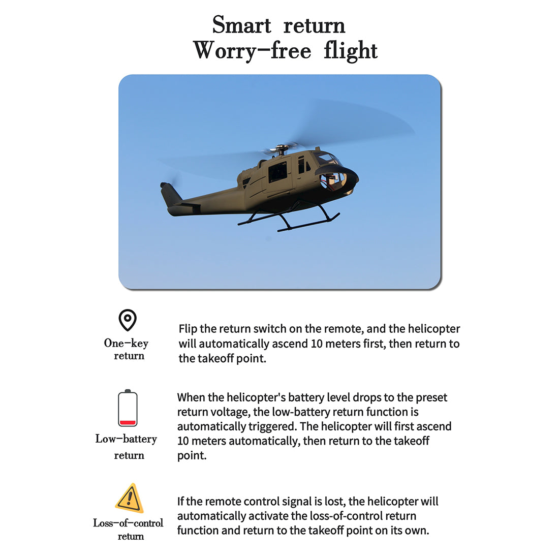 FLISHRC FL500 UH-1 Huey 500-Class 2.4G 6CH Scale RC Helicopter - RAZORDON