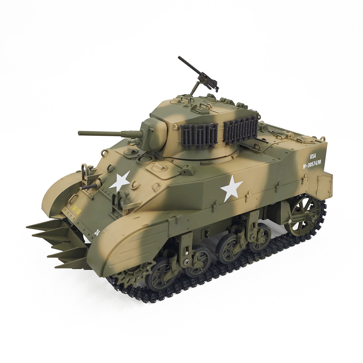 1/16 Scale 2.4G US M5A1 Stuart Light Tank Model with Sound & Light Effects, Telescopic Smoking Exhaust - Razordon