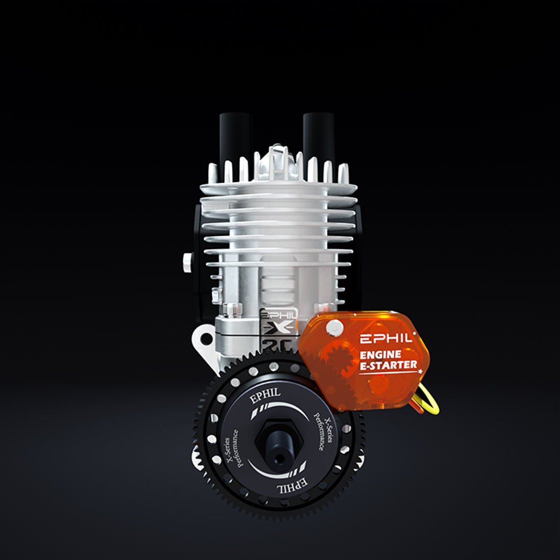 EPHIL X-20cc-R Pro Electric Startar Two-Stroke Single Cylinder Side Exhaust Gasoline Engine Model for Fixed-Wing Aircraft Models-RAZORDON