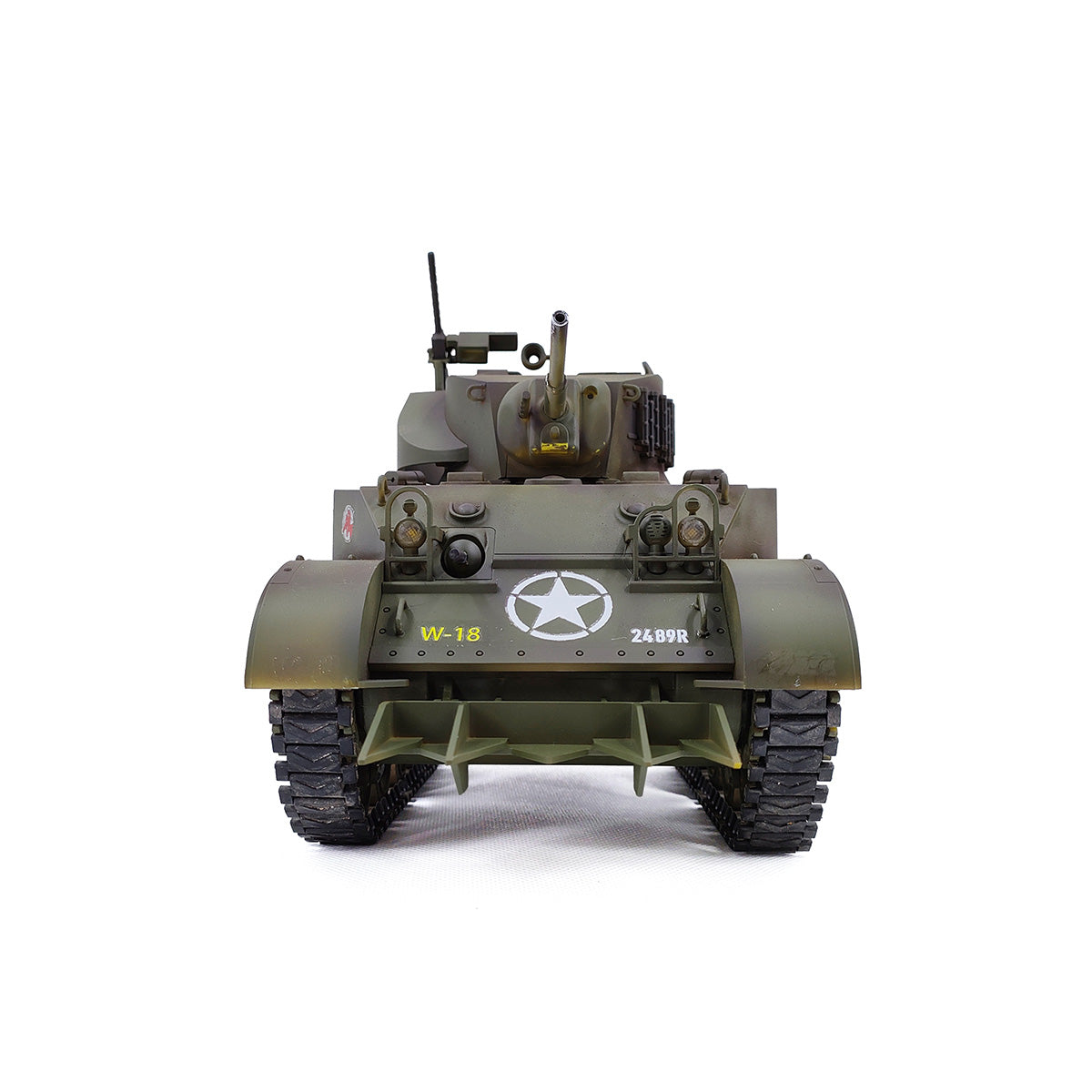 1/16 Scale 2.4G US M5A1 Stuart Light Tank Model with Sound & Light Effects, Telescopic Smoking Exhaust - Razordon
