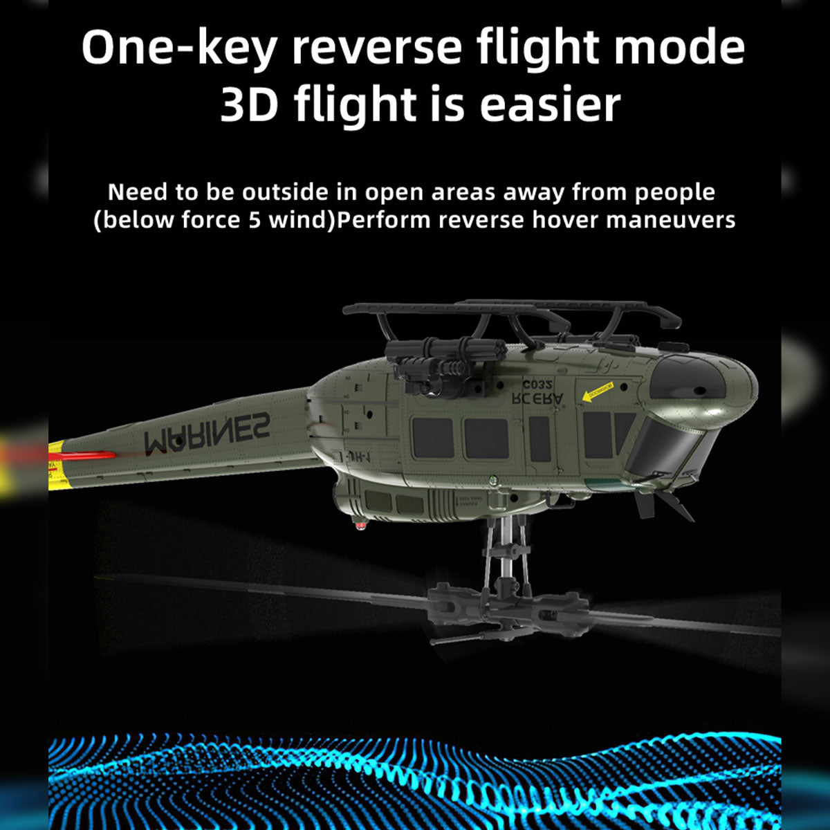 C032 1/48 Scale UH-1 Huey 2.4G 6CH Flybarless RC Helicopter Model - Razordon