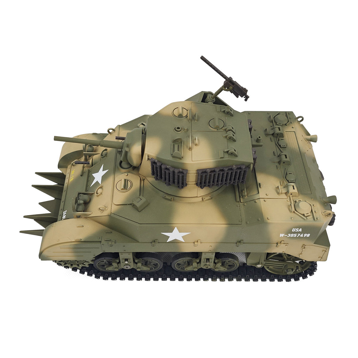 1/16 Scale 2.4G US M5A1 Stuart Light Tank Model with Sound & Light Effects, Telescopic Smoking Exhaust - Razordon