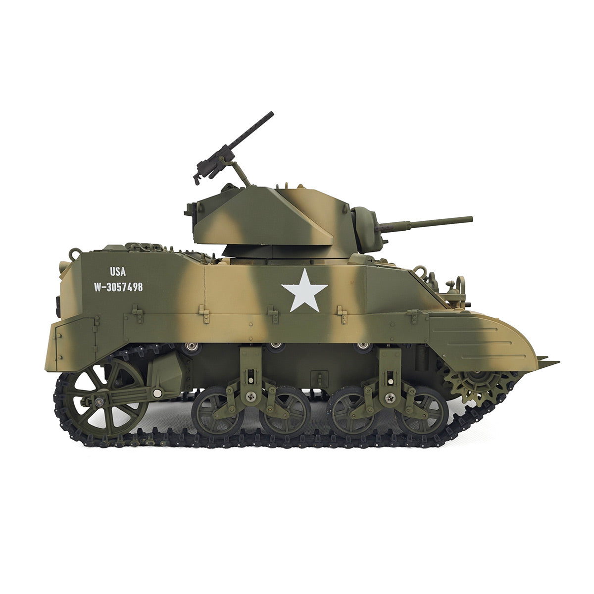 1/16 Scale 2.4G US M5A1 Stuart Light Tank Model with Sound & Light Effects, Telescopic Smoking Exhaust - Razordon
