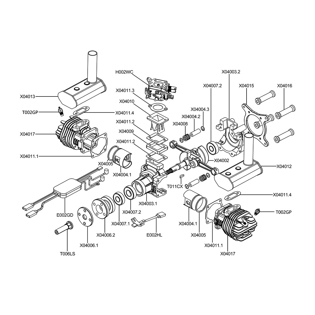 EPHIL XG-40cc-T Glow Plug Two-Stroke Twin-Cylinders Horizontally Opposed Gasoline Engine Model for Fixed-Wing Aircraft Models - RAZORDON
