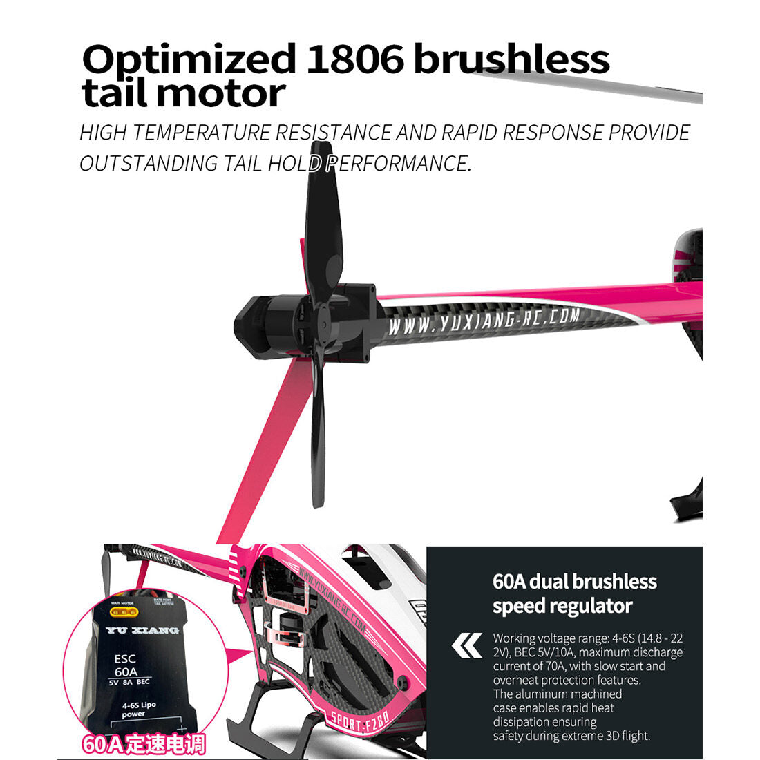 YU XIANG F280 2.4G 6CH RC Brushless Direct Drive 3D/6G Stunt Helicopter RTF Model
