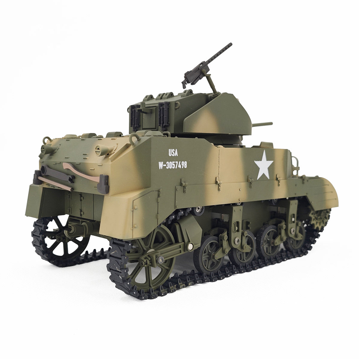 1/16 Scale 2.4G US M5A1 Stuart Light Tank Model with Sound & Light Effects, Telescopic Smoking Exhaust - Razordon