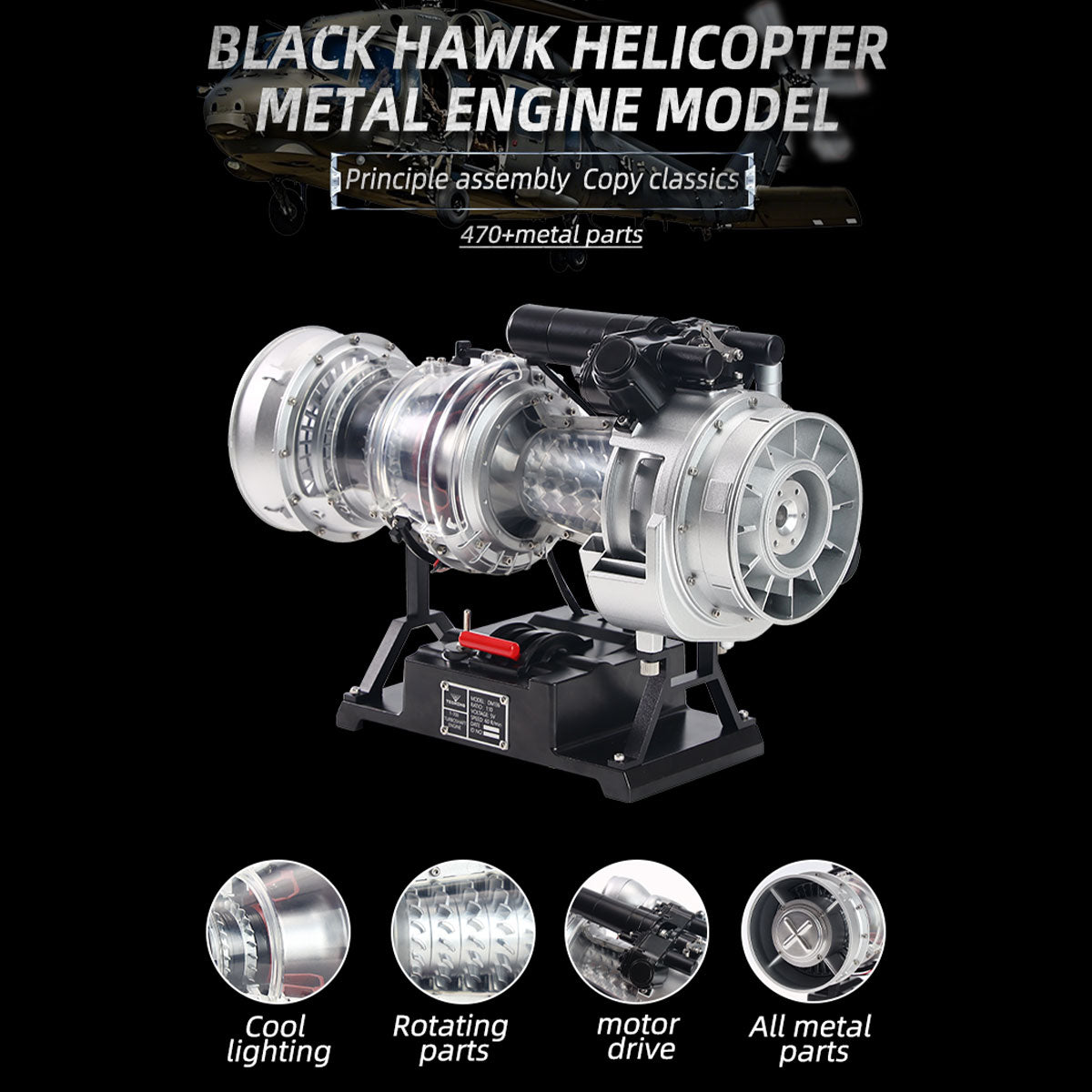 TECHING×SKYMECHMAN 1/4 Scale Metal Simulation Electric Military Helicopter Turboshaft Engine Model Kit - Razordon