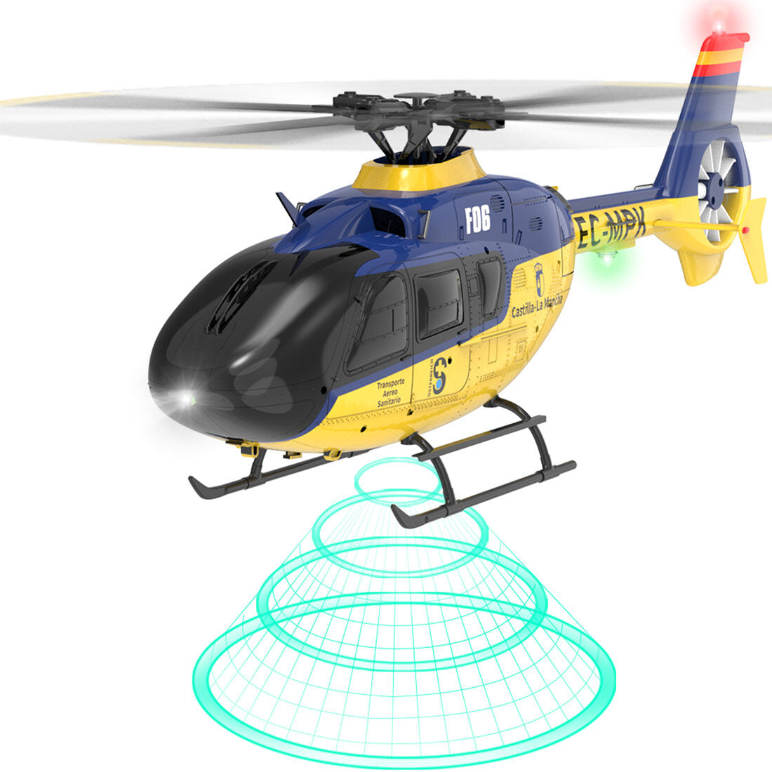 YU XIANG F06 EC 135 2,4G 6CH Brushless RC-Helikopter im Maßstab 1/36, Direktantrieb, 3D/6G Flybarless RTF (Modus 1/Modus 2 umschaltbar)