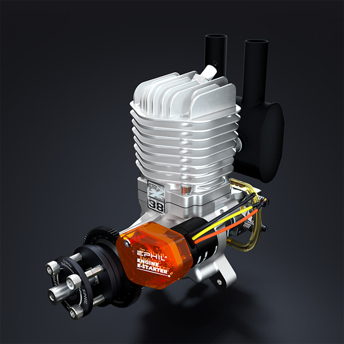EPHIL X-38cc-R Pro Electric Starter Rear Exhaust Spark Plug Two-Stroke Single Cylinder Gasoline Engine Model for Fixed-Wing Aircraft Models-RAZORDON