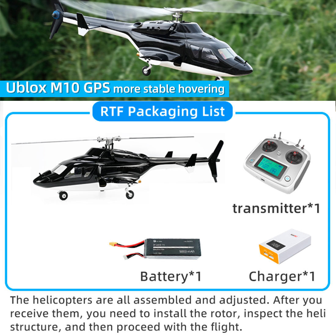 FLYWING FW450L Airwolf 450-Klasse RC Hubschrauber 2.4G RC 6CH Elektroflugzeugmodell