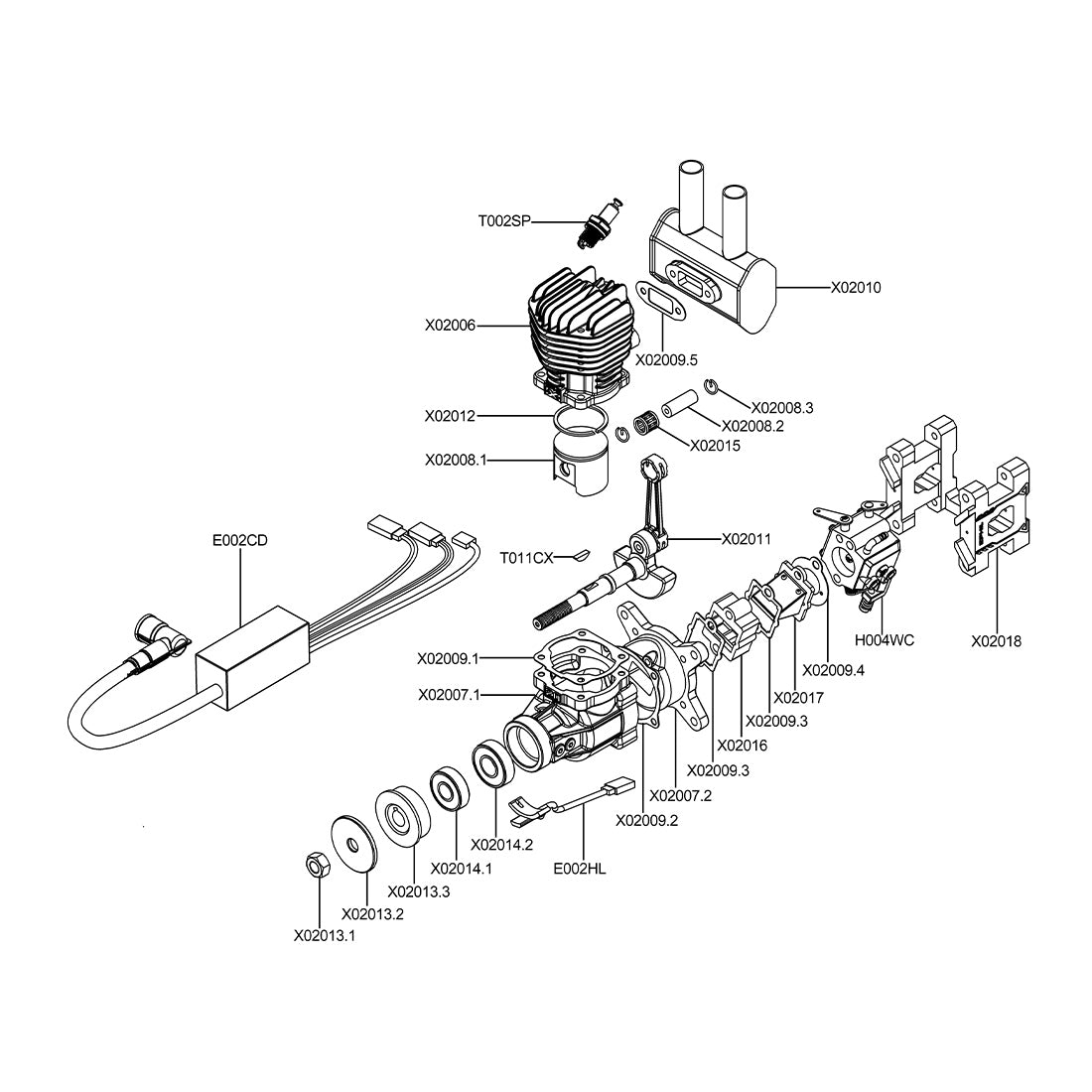 EPHIL X-20cc-R Spark Plug Two-Stroke Single Cylinder Gasoline Engine Model for Fixed-Wing Aircraft Models