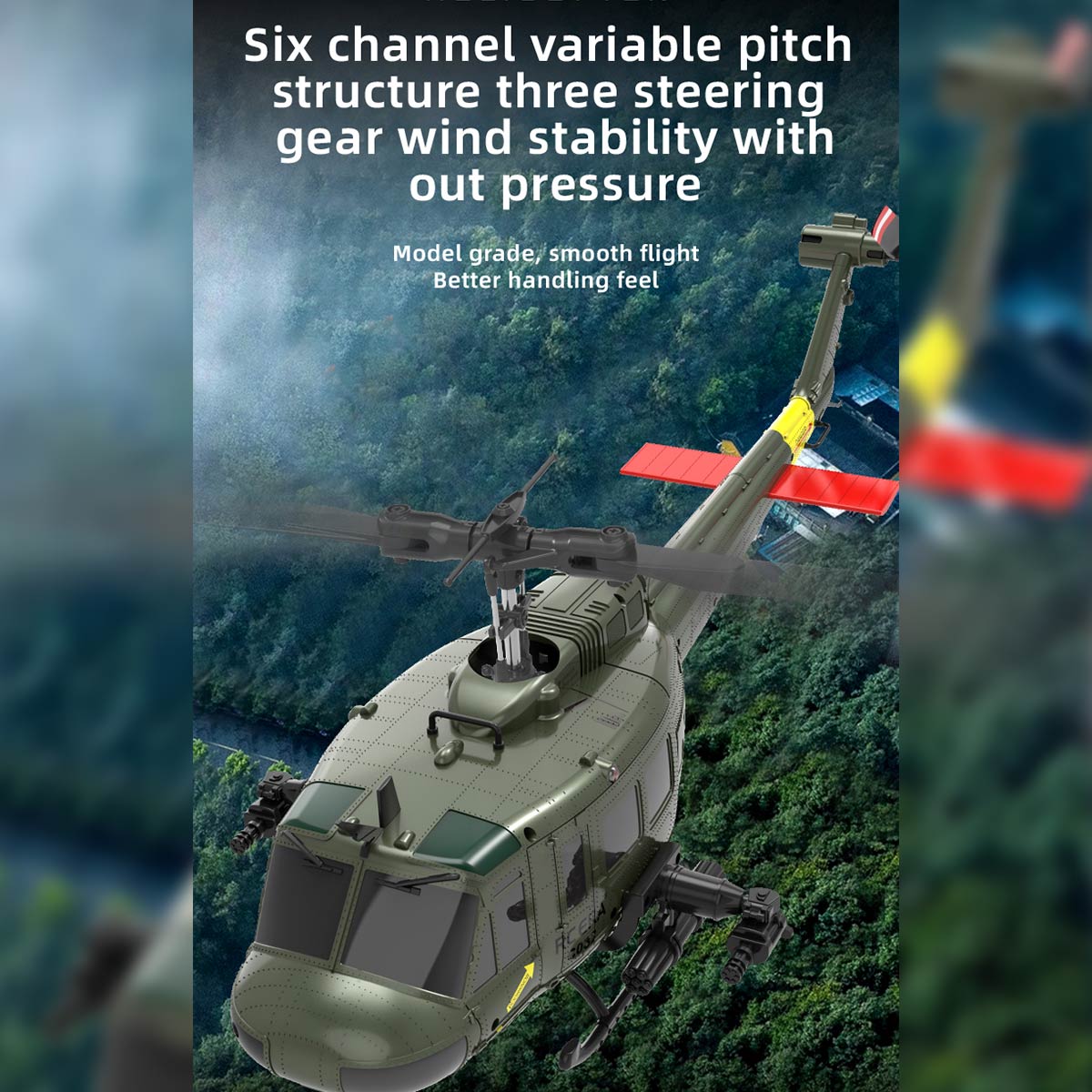 C032 1/48 Scale UH-1 Huey 2.4G 6CH Flybarless RC Helicopter Model - Razordon