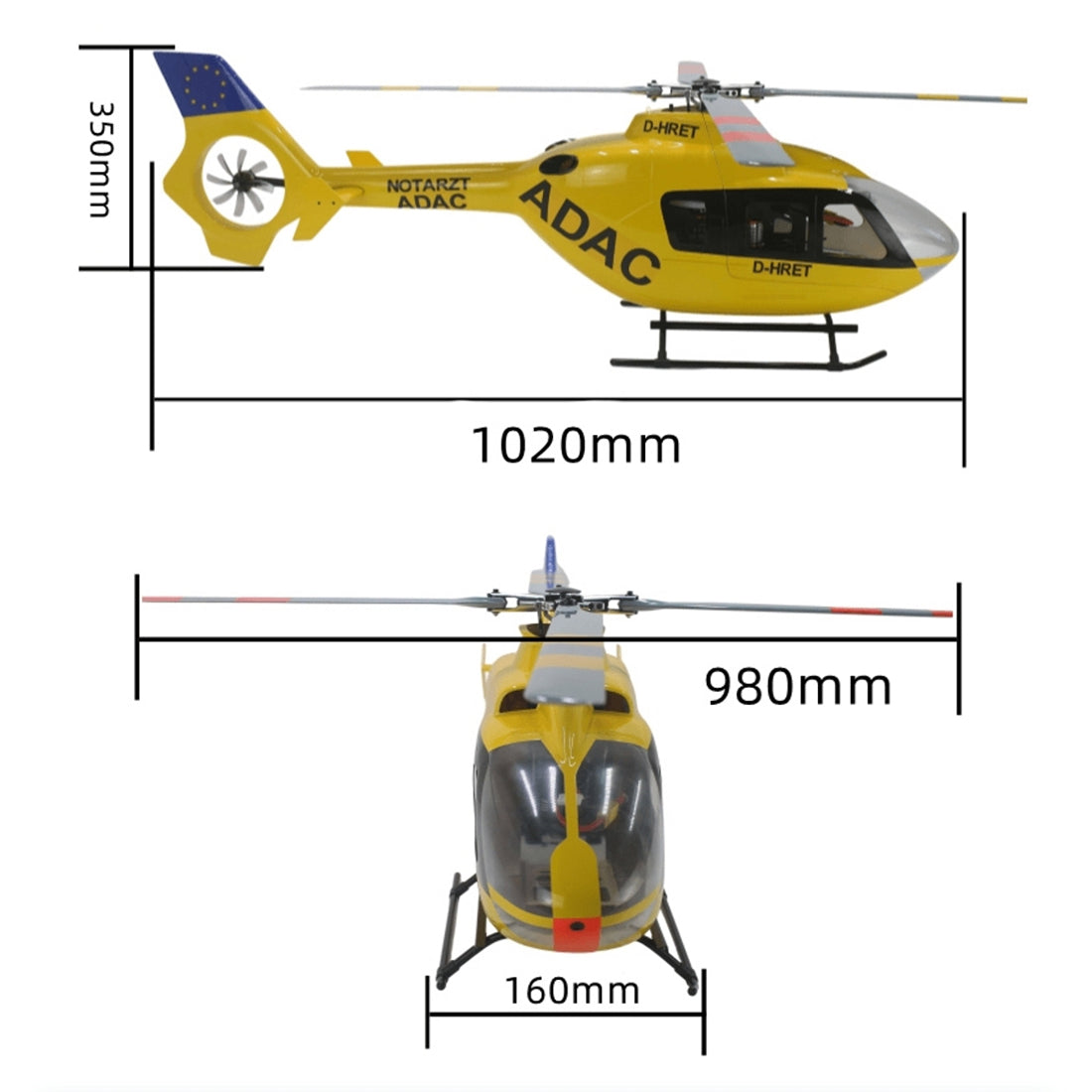 FLISHRC FL500 EC135 500-Class 2.4GHz 6CH Scale RC Helicopter - RAZORDON