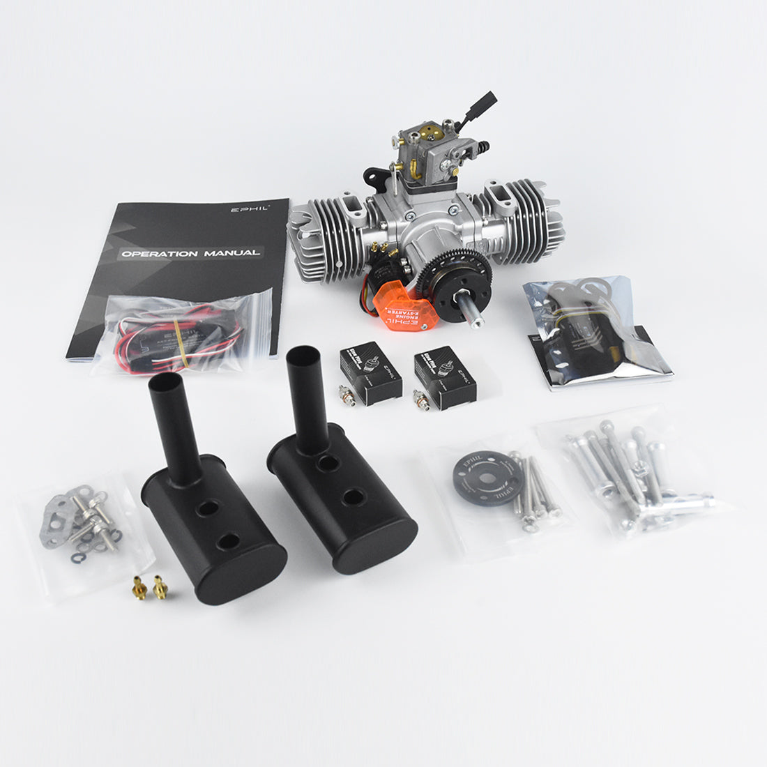 EPHIL XG-40cc-T Pro Electric Starter Two-Stroke Twin-Cylinders Horizontally Opposed Gasoline Engine Model for Fixed-Wing Aircraft Models - RAZORDON
