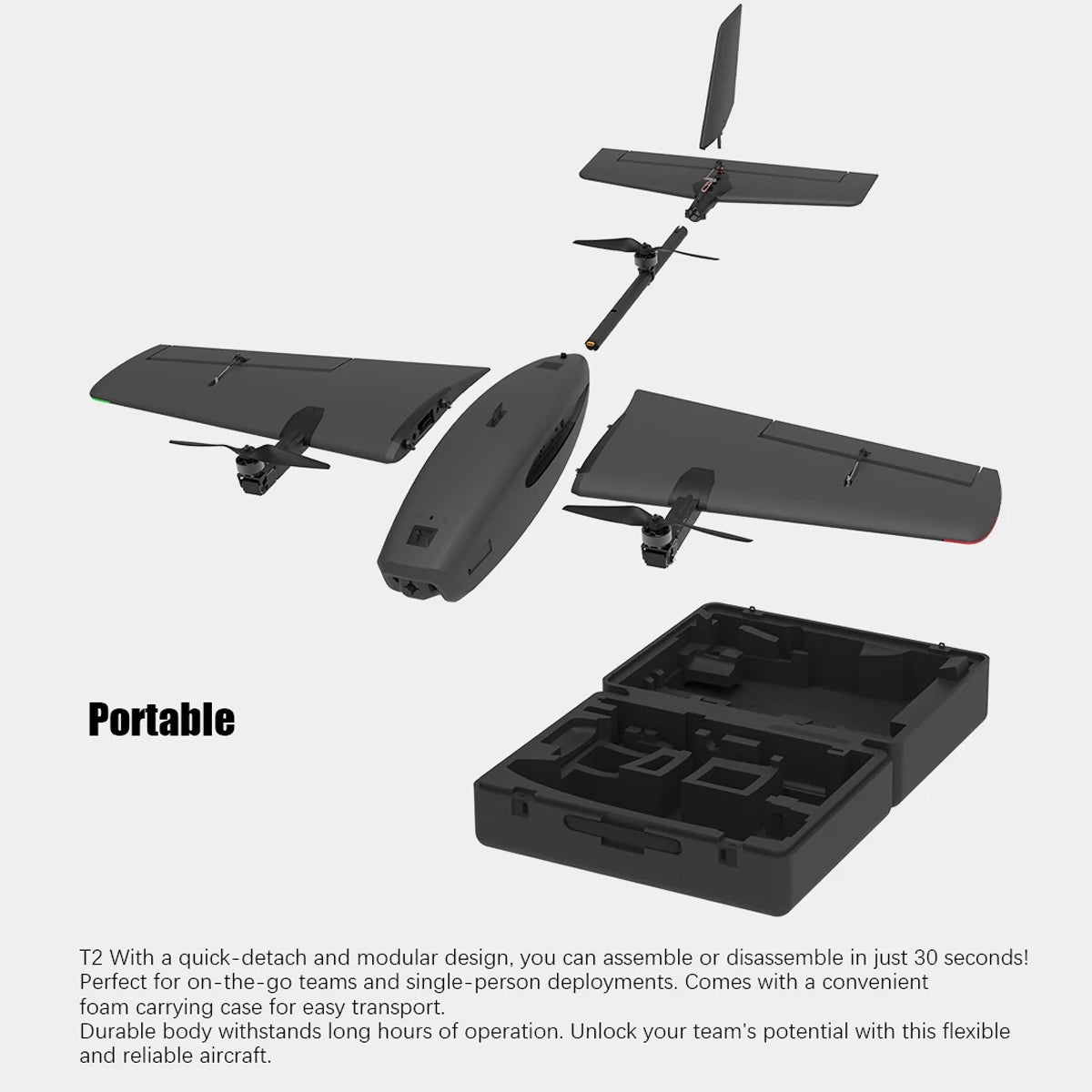 HEEWING Cruza T2 VTOL 2.4G EPP Vertical Takeoff and Landing Fixed-Wing RC Aircraft with FPV Camera Mount and Flight Controller - Razordon