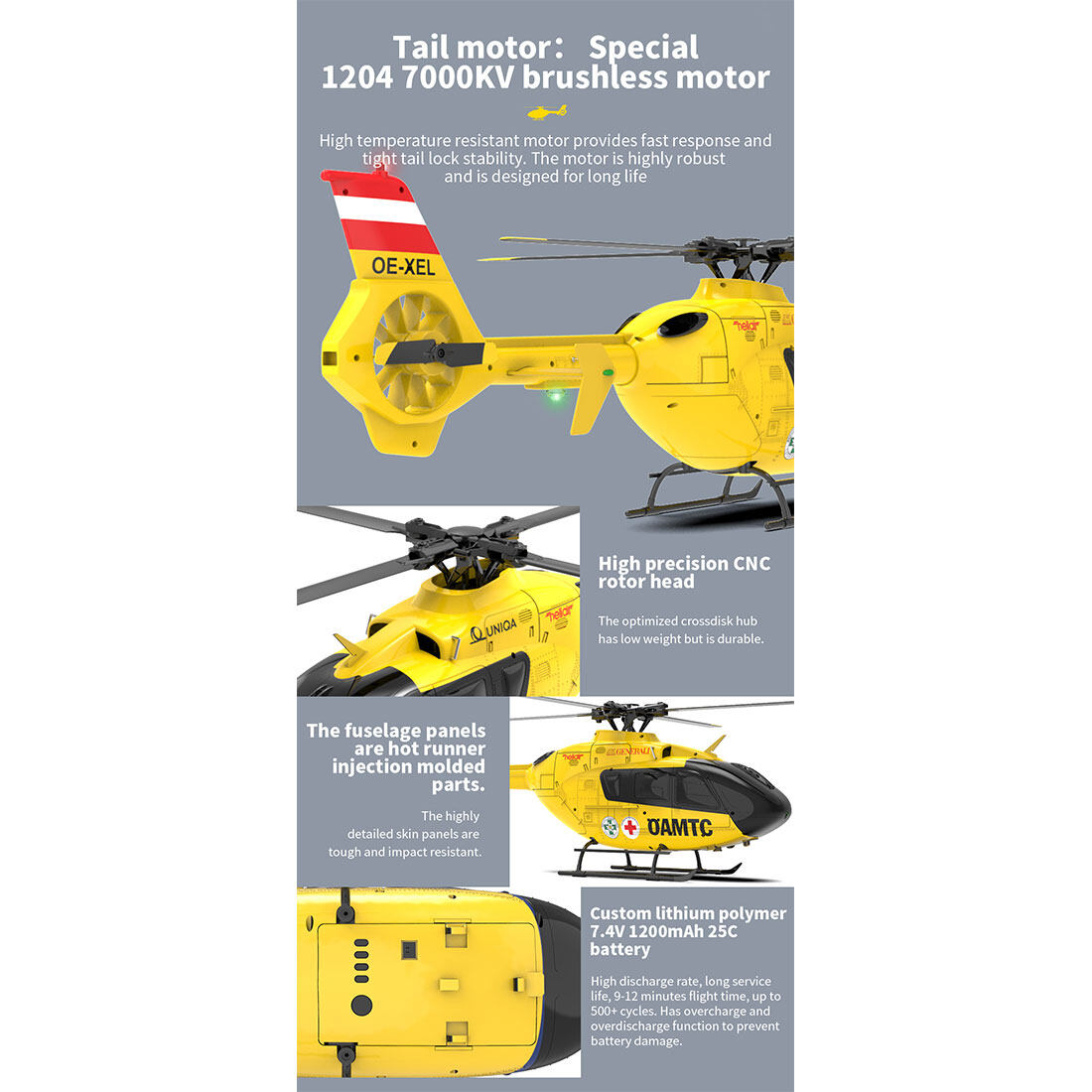 YU XIANG F06 1/36 Scale EC-135 2.4G 6CH Brushless RC Helicopter RTF 3D Aerobatic Remote Control Aircraft Model