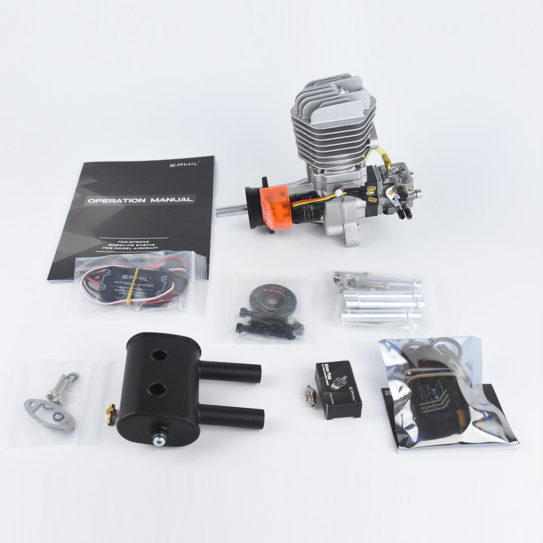 EPHIL XG-38cc-R Pro Electric Starter Two-Stroke Single Cylinder Side Exhaust Gasoline Engine Model for Fixed-Wing Aircraft Models-RAZORDON