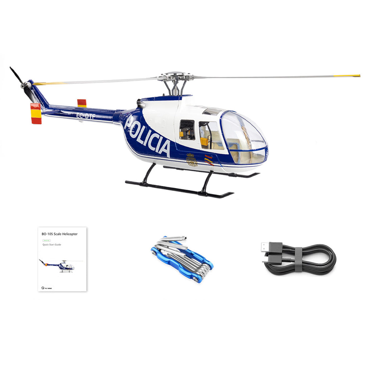 FLYWING BO105 470 Size 2.4G 6CH Military RC Helicopter Model with H1 Flight Controller,GPS and Adjustable Left and Right-Handed Controls - Razordon