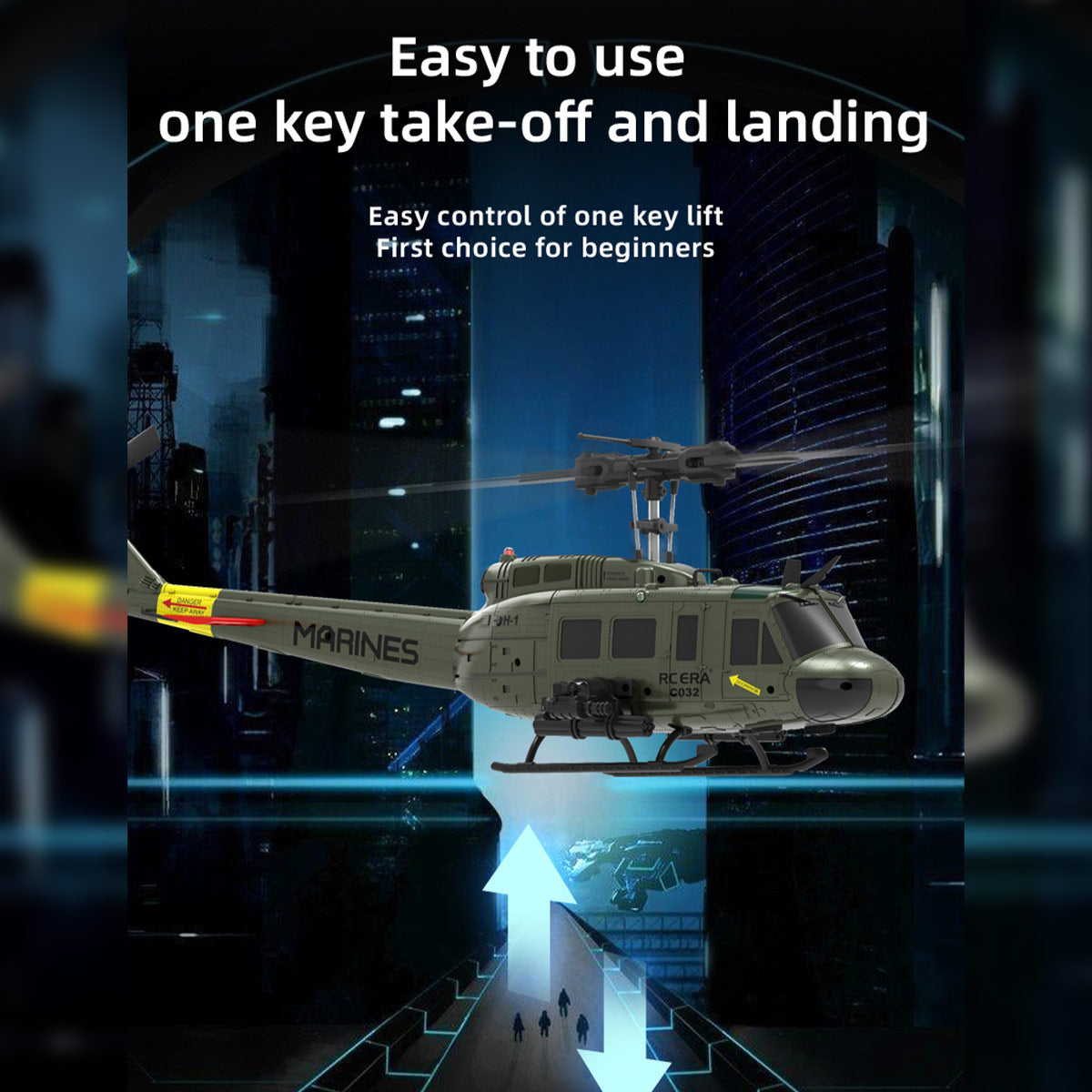 C032 1/48 Scale UH-1 Huey 2.4G 6CH Flybarless RC Helicopter Model - Razordon