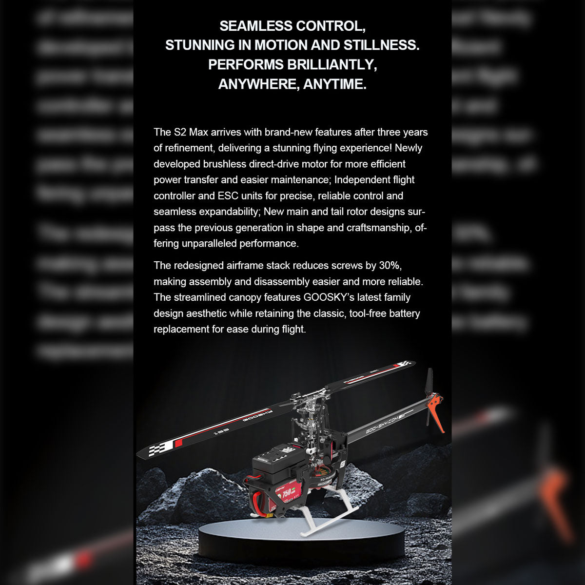GOOSKY Legend S2 MAX 2.4G 6CH Dual Brushless Direct Drive 3D Stunt RC Helicopter - Razordon