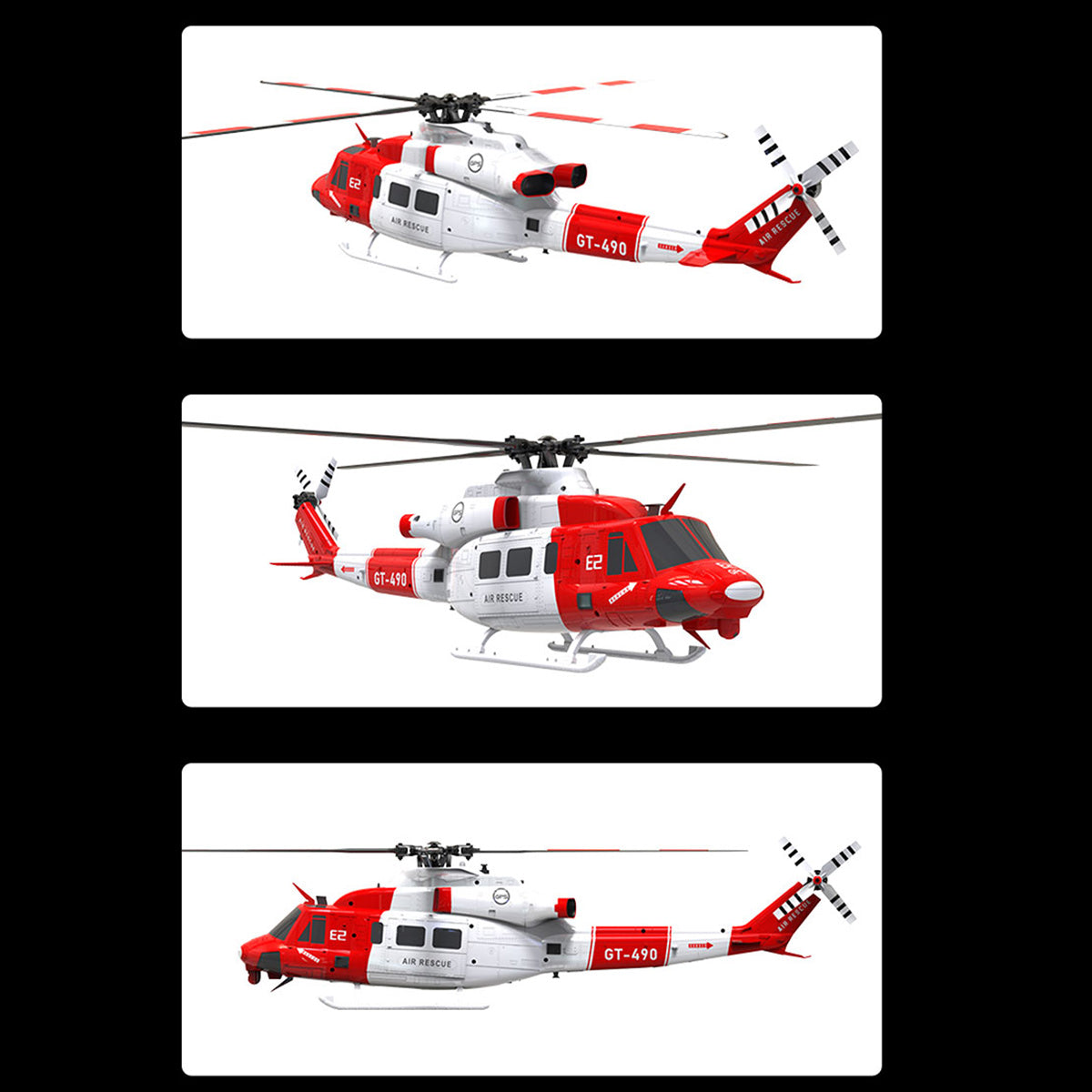 GOOSKY E2 UH-1Y 2.4G 6CH RC Helicopter Brushless Direct Drive Scale Model with LiDAR Positioning GPS Version Rescue Livery RTF - Razordon