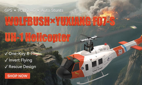 🔥 First Look: WOLFBUSH F07S UH-1 Huey RC Helicopter – Smart GPS Features & Pre-Sale Offer