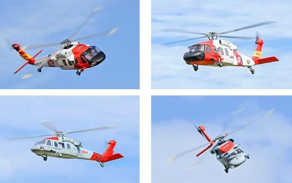 FLYWING MH-60 Black Hawk 470-class scale RC helicopter flying outdoors