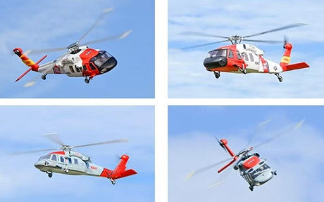 FLYWING MH-60 Black Hawk 470-class scale RC helicopter flying outdoors