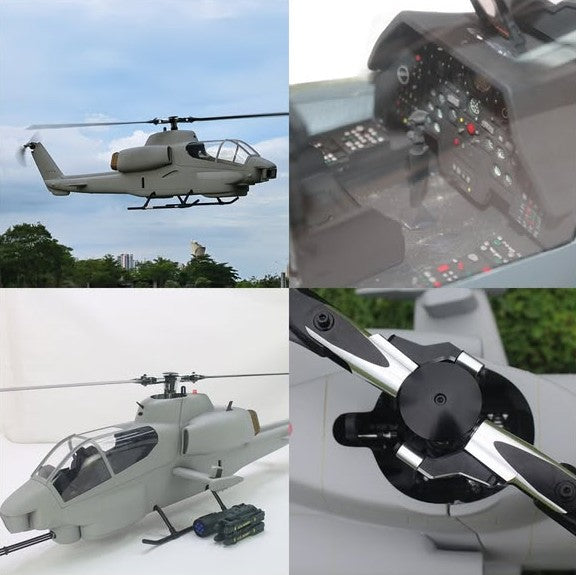 Side view of the FL500 Bell AH-1 HueyCobra RC helicopter showcasing its scale design